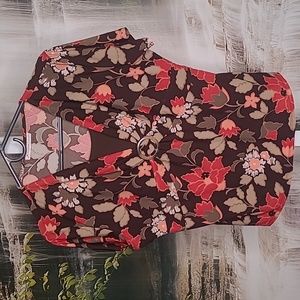 JM Collection Womens Large Petite floral warm tone dressy blouse